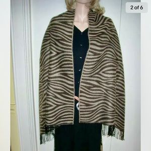 Beautiful, Brown and Black Wool Animal Print Scarf, Wrap, Shawl, etc.